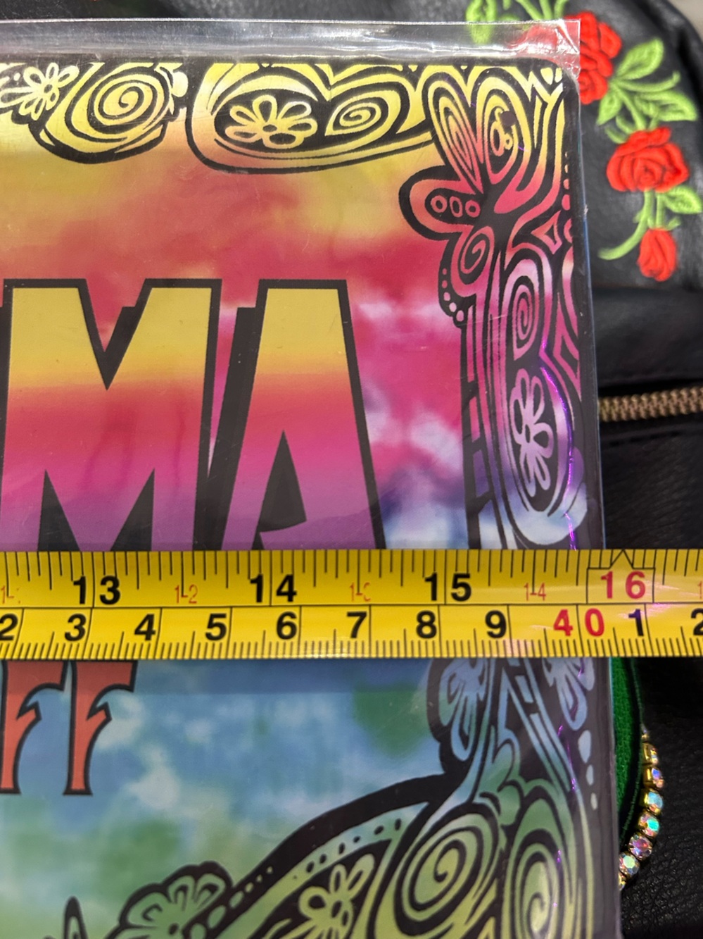 Biker Grandma Multicolor Tie-Dye Home Art Print - Vibrant Wall Plaque